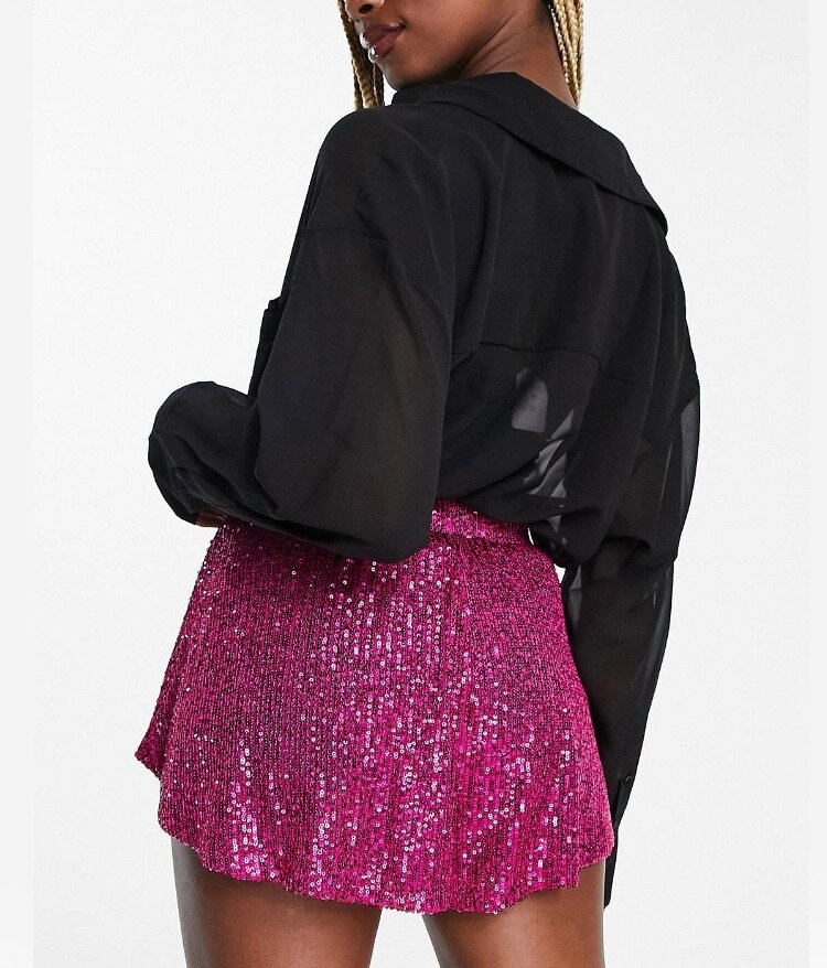 Sequin flippy shorts in pink