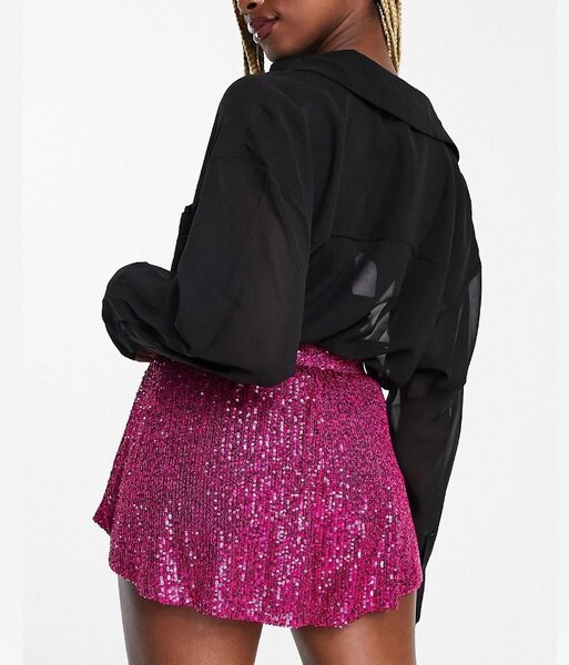 Sequin flippy shorts in pink