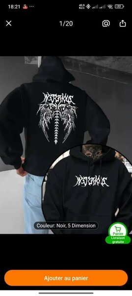 Sweat à capuche gothique noir