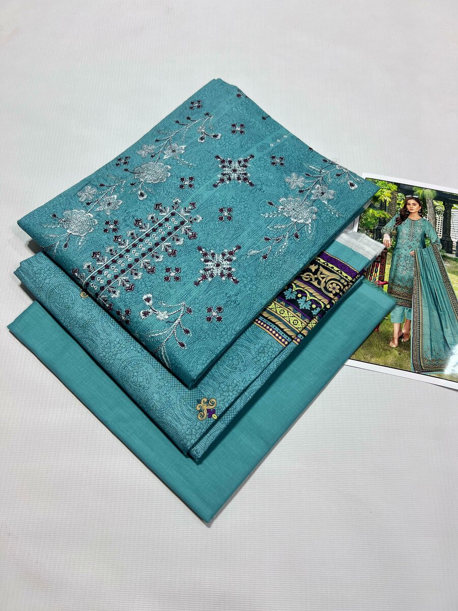 Lawn sequence embroidery unstitch 3 pc 18 design available