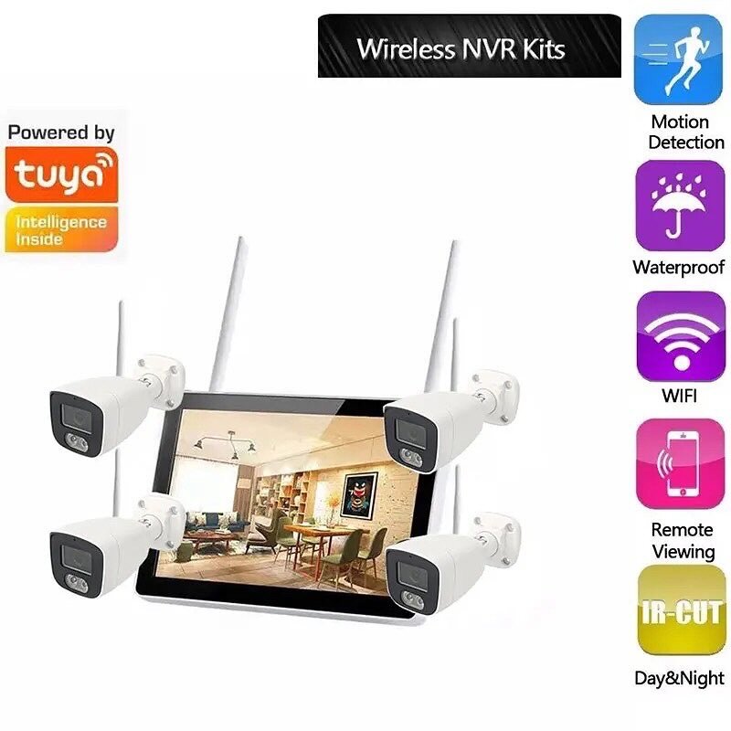 CCTV cameras 4CH & 8CH with 10inch monitor wireless connecti