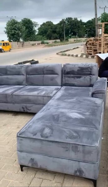 Canapé d'angle gris en velours