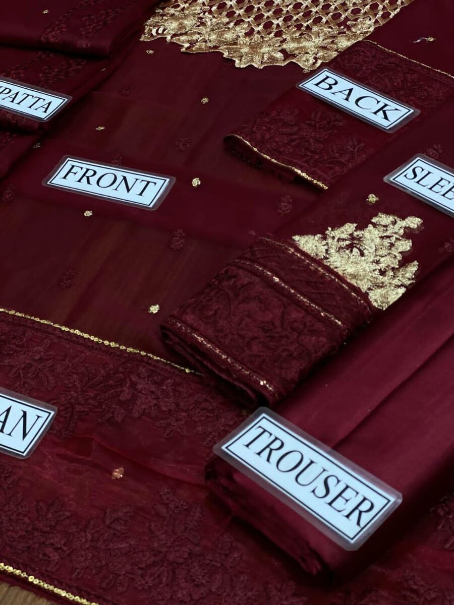 Chiffon and satin silk 3 pc