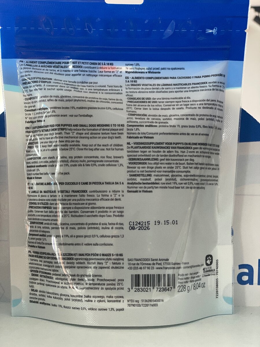 Lamelles à mâcher dentaires