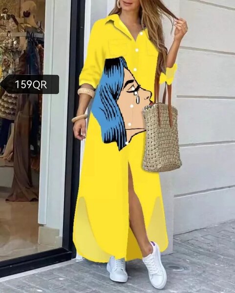 Robe longue à motif pop-art