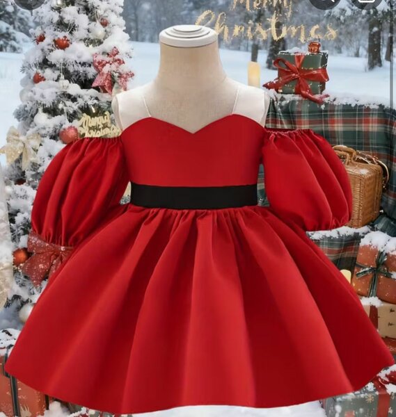 Robe Rouge Noël Élégante 1-2an