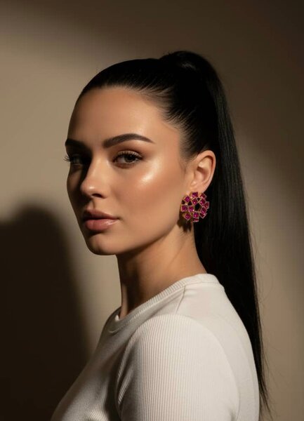 Boucles d'oreilles fleurs roses