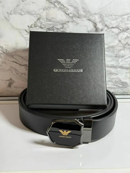 Ceinture cuir Giorgio Armani noir
