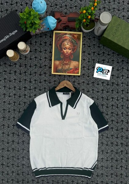 Polo homme vert et blanc