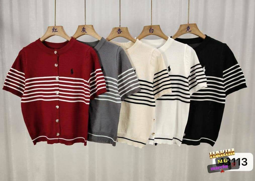 T-Shirts en Coton Rayé Unisexe