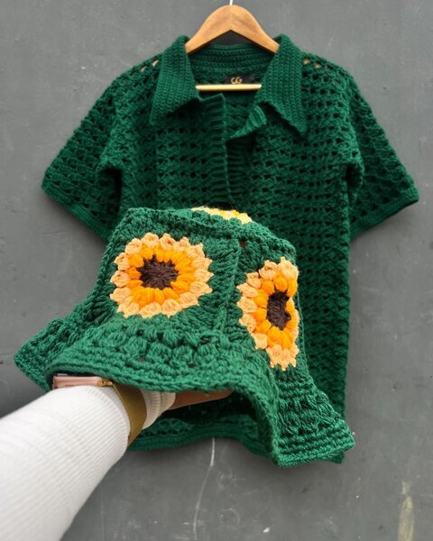 Ensemble crochet vert tournesol