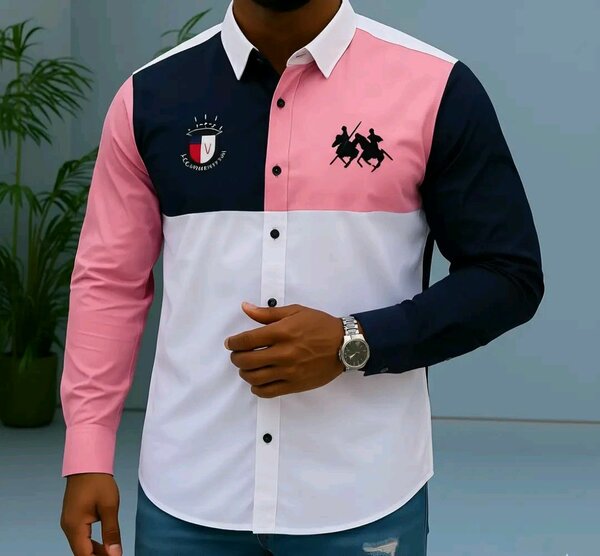 Chemise homme bicolore avec logo cavalier
