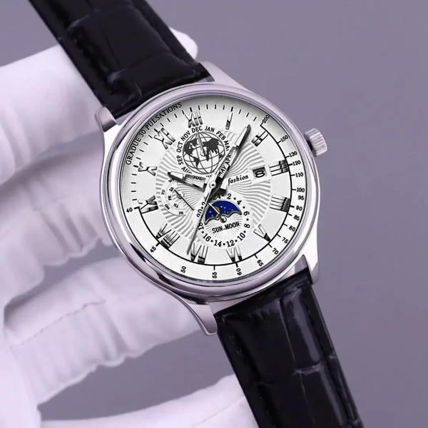 Montre automatique homme luxe cuir noir