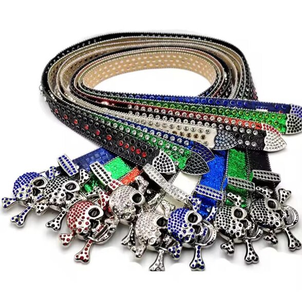 Ceinture Crâne Strass Punk