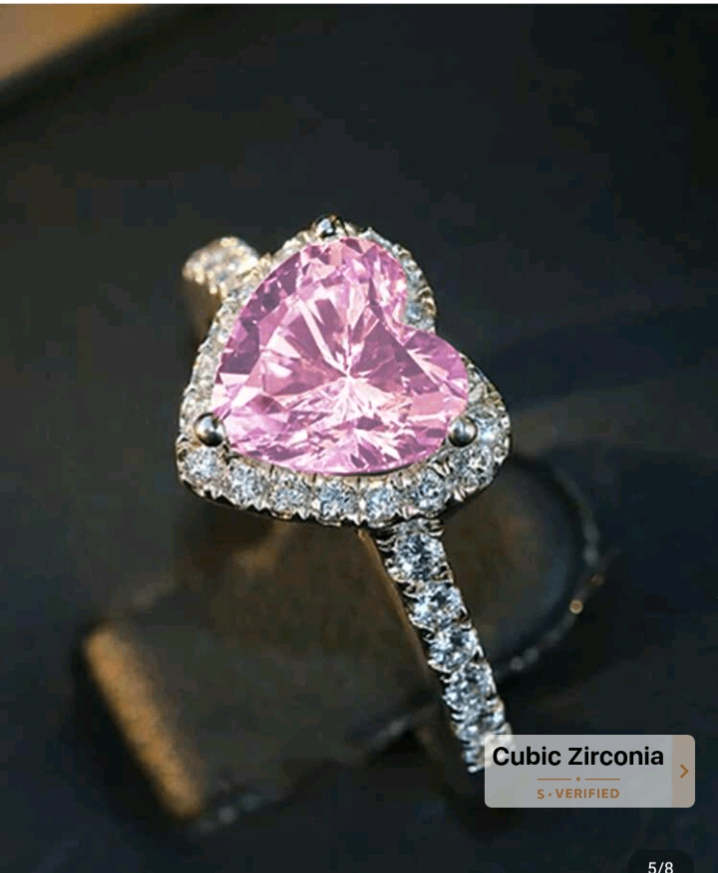 Bague Cœur Zircon Rose Éclatante