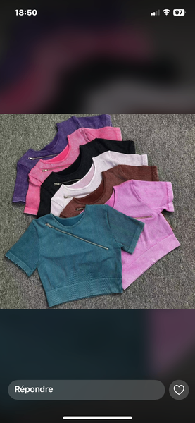 T-shirt court zippé femme