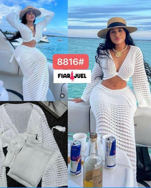 Ensemble plage crochet blanc