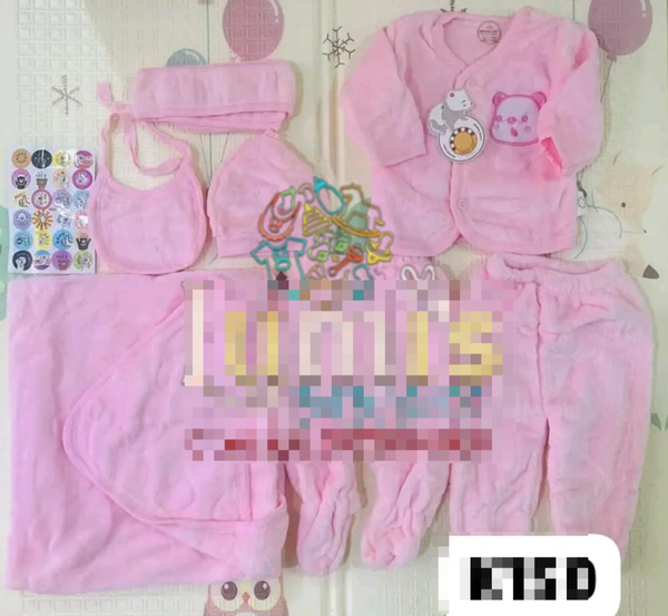 Newborn baby kit, girl, pink, 7 pieces