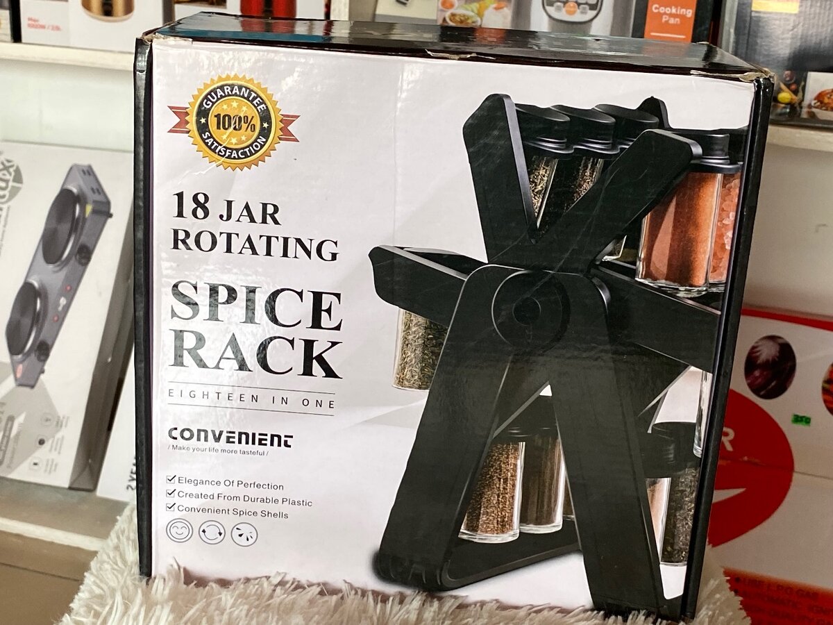 Rotating Spice Rack With Jars -18 Piece Set