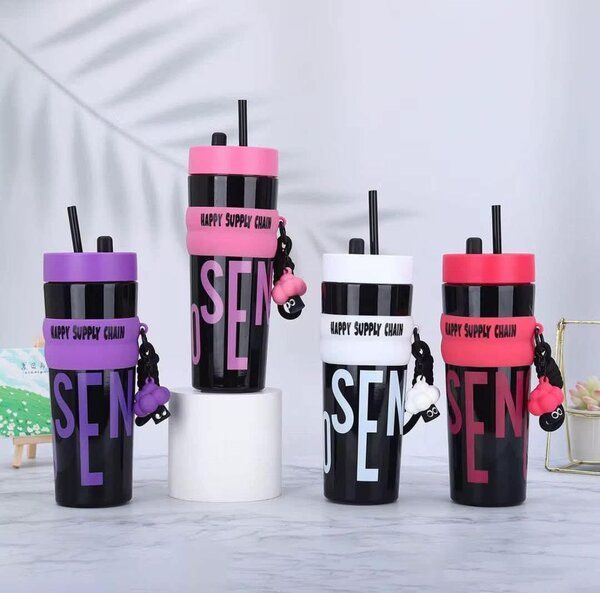 Gobelet Thermos Coloré avec Paille