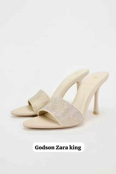 Mules à talons pailletés