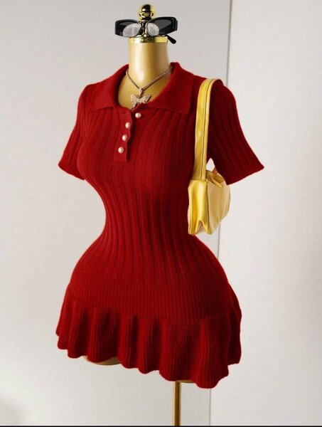 Robe mini plissé en tricot