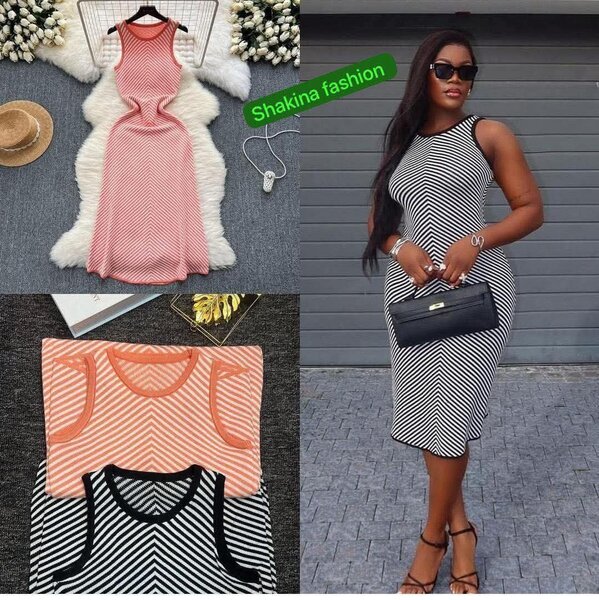 Robe longue rayée élégante