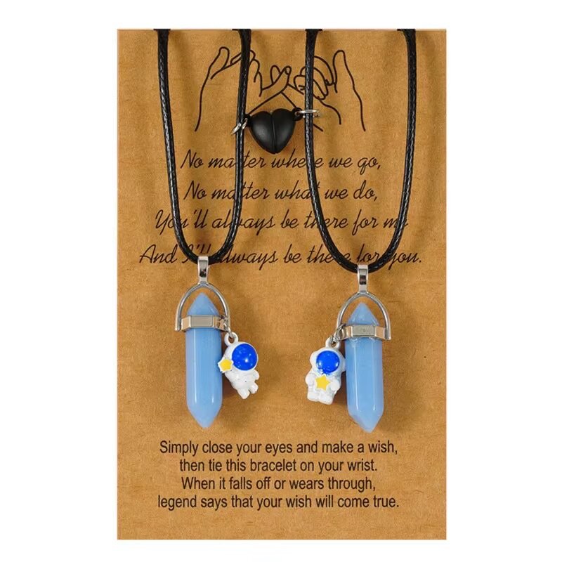 Glowing in Dark moonstone couples or besties necklaces