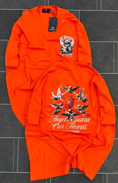 T-shirt orange imprimé tendance