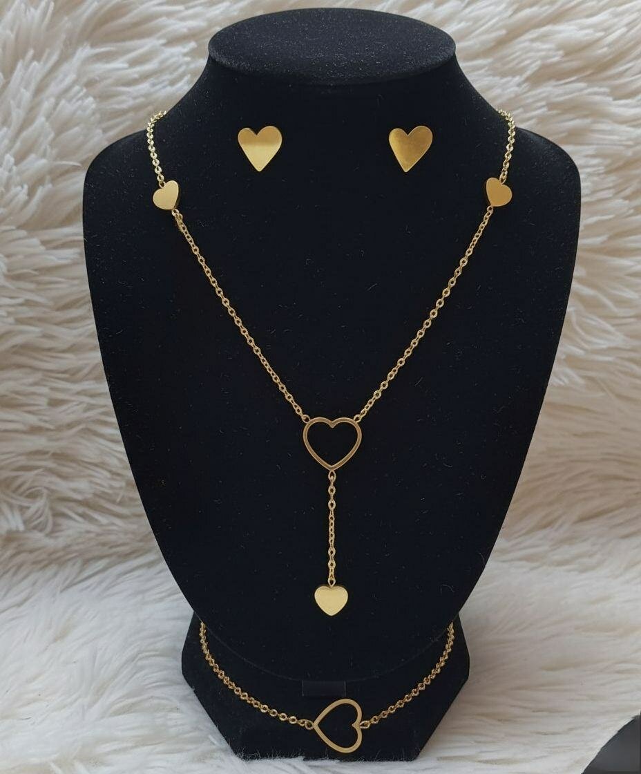Parure Collier Cœur Doré