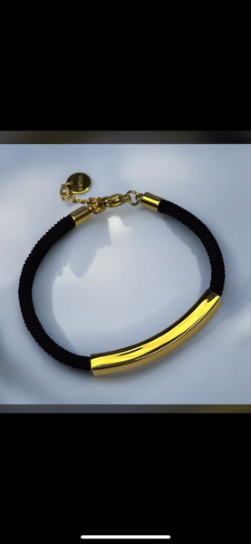 Bracelet en corde noir et acier