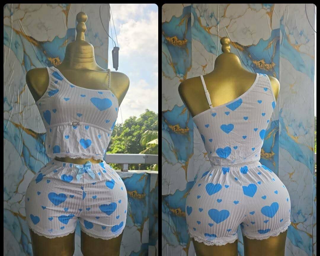 Ensemble pyjama cœur rouge pour femme