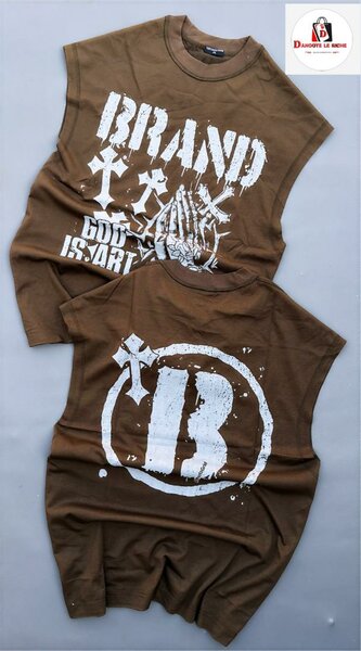 T-shirt sans manches marron