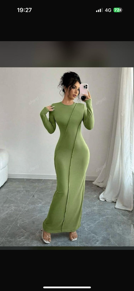 Robe longue moulante verte