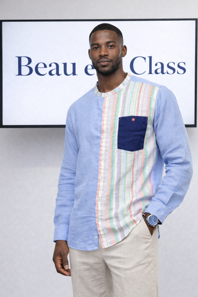 Chemise homme bleu et rayée