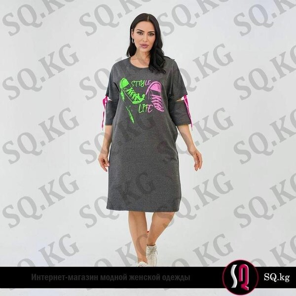 Спортивное платье с неоновым рисунком 50-56