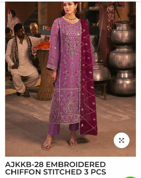 Asim Jofa embroided chiffon dress 3Pc