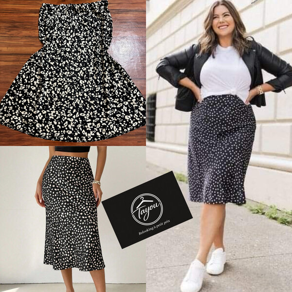 Jupe midi à pois élégante