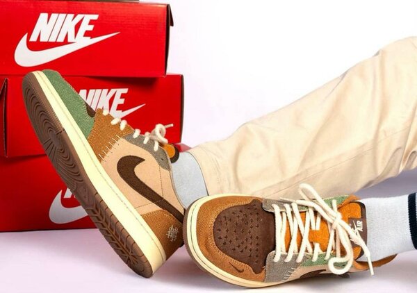 Sneakers en cuir multicolore