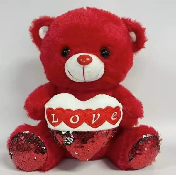 Ours en peluche rouge avec coeur 'Love'