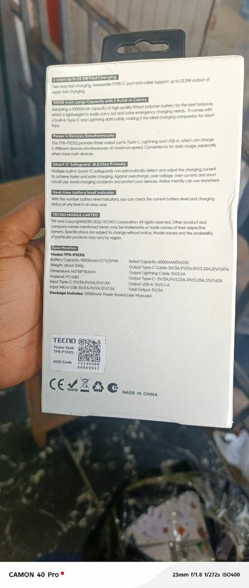 Tecno Power Bank 10000mAh LCD
