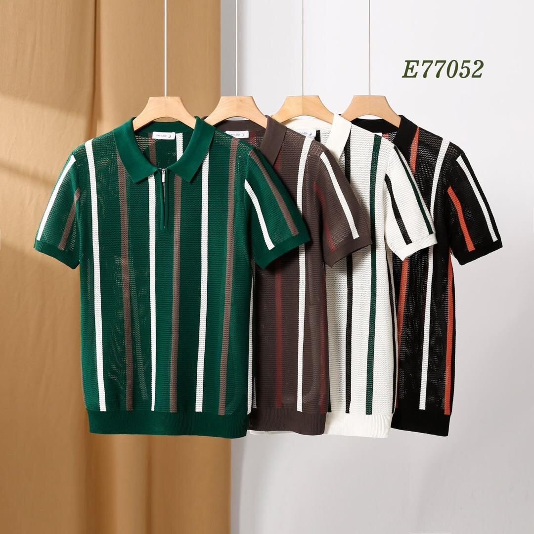 T-shirt homme à col polo rayé