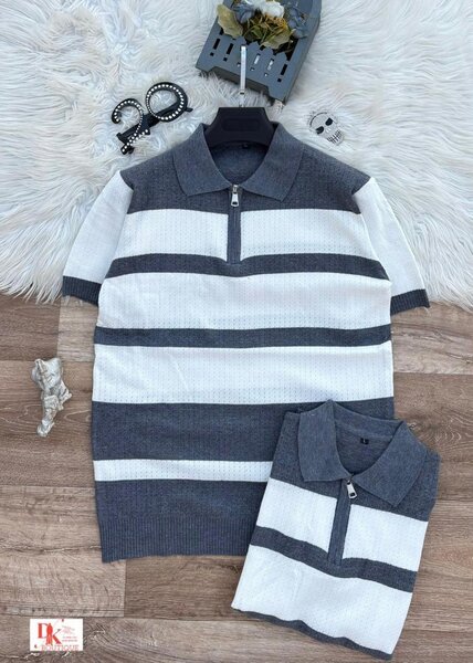 Polo rayé à manches courtes