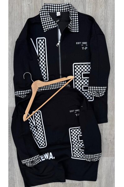 Ensemble survêtement noir à carreaux