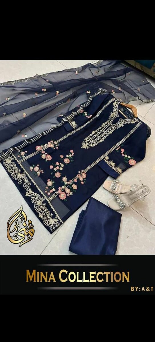 Organza  embroidery 3 pc Dc free