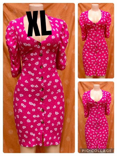 Robe à fleurs évasée rose