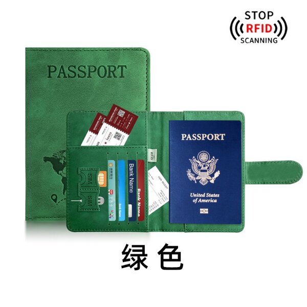 Étui passeport World map Vert