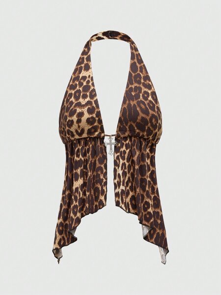 Top dos nu imprimé cerise