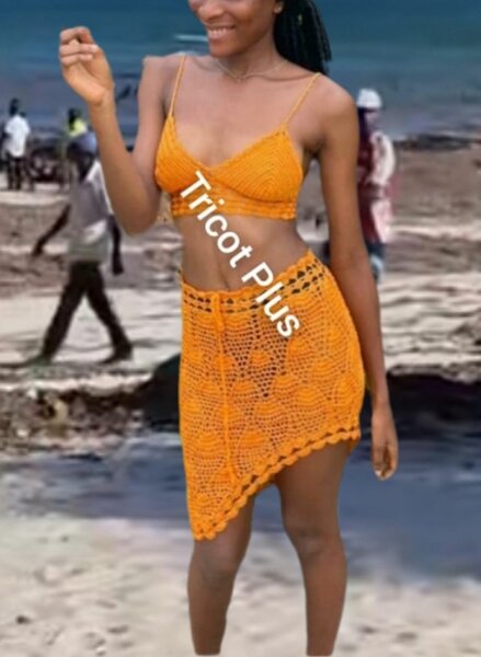 Maillot en crochet orange