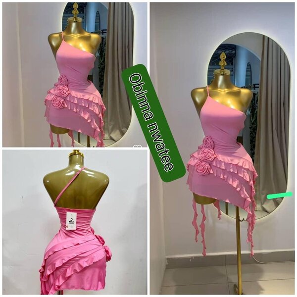 Robe rose asymétrique chic